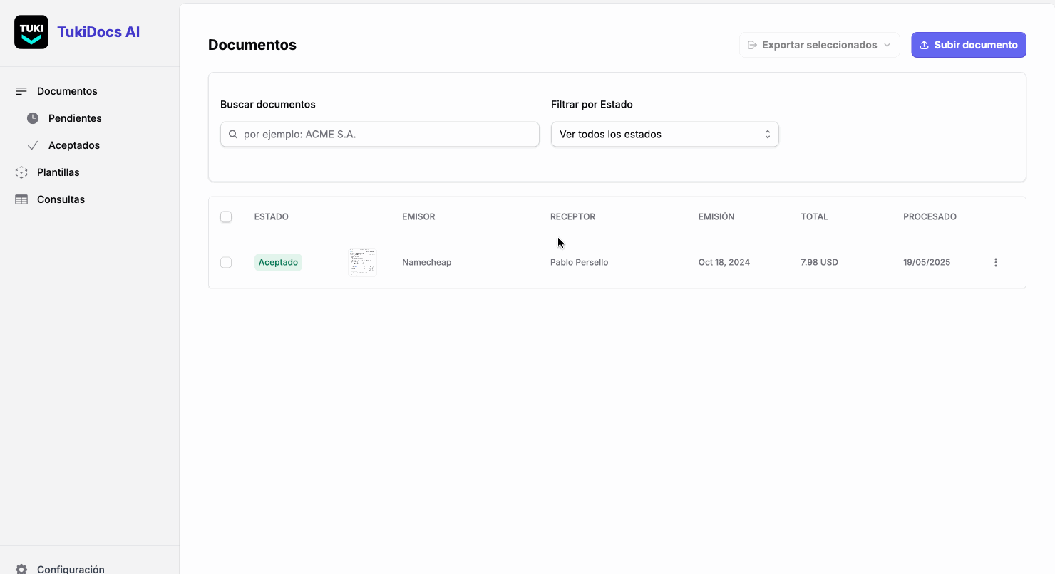 TukiDocs processing documents in real-time